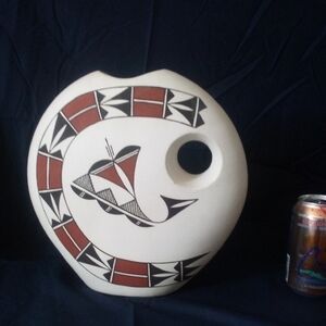 Native American Original Art Pottery Large  Vase  Acoma NM artist Initialed VL